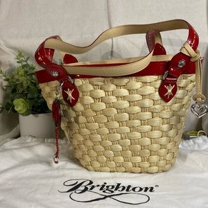 NEW BRIGHTON Ladybug Straw Red Patent Leather & Lined Tote, Never Used